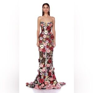 Bronx and Banco Floral Embroidered Maxi Dress in Multicolor